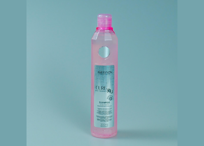 Shampooing CurlYou Bio Therapy 300 ml pour cheveux bouclés, flacon rose translucide Amaxxon